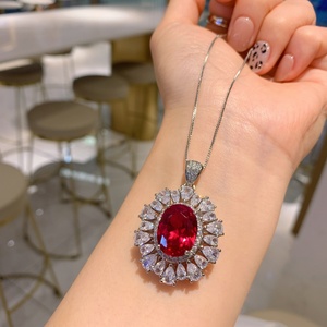 Conjuntos de Joyería Étnica Floral con Colgante de Corazón y Circonita Cúbica Roja Grande de 12*16MM, de Cobre Ecológico, para Novias y Fiestas, Venta al por Mayor - Product Image 3