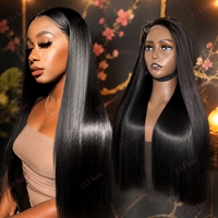 Perruques en cheveux humains bruts péruviens ultra-lisses, Lace Front HD sans colle, cuticules alignées, vente en gros, 30 pouces, 300g