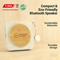 Sustainable Promotional Gift Retro Vinyl Design Fridge Magnet Speaker Customizable Logo Wheat Straw Portable Speaker