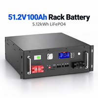 Batterie LiFePO4 51,2V 100Ah 5,12kWh à montage en rack avec BMS 100A CAN RS485 Bluetooth pour stockage d'énergie solaire