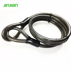 Kunci kabel dengan 2 loop berakhir dikepang kabel kunci sepeda, dipasangkan dengan U kunci, bantalan kunci