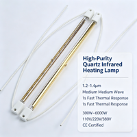 Lampe chauffante infrarouge à quartz à ondes moyennes à réponse thermique rapide, spécifications de tube personnalisées pour le séchage et le durcissement des fours industriels