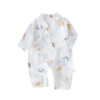 Mameluco de Verano para Bebé, Ultrafino, de Manga Larga, de Algodón Puro, con Estampado Animal, Cierre de Cordones Inclinados, Traje de Gateo para Recién Nacido