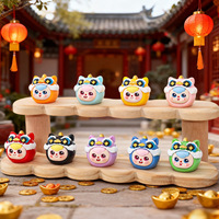 Mini figurines de tête de danse du lion, décorations DIY, boîtes mystère assorties, ornements de bureau en résine, jouets, cadeaux pour enfants