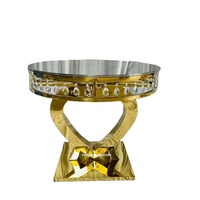 Offre Spéciale dernier mariage or acier inoxydable cristal rond côté verre miroir gâteau table top gâteau tables pour mariage et événement