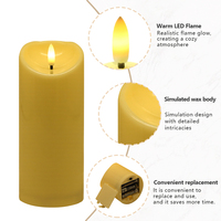 Bougies Pilier LED en Plastique de 3 Pouces à Flamme Dansante, Alimentées par Piles, pour Décoration d'Intérieur, Halloween et Anniversaires