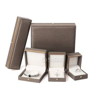 Custom Pu Leather Jewelry Box High Quality <b>Gold</b> <b>Frame</b> Jewelry Gift Box Packaging Luxury Leather Jewellery Box with logo - Product Image 6