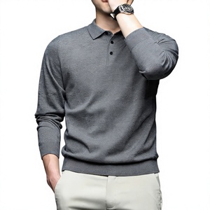Long Sleeve Regular Fitted <b>Men's</b> Golf for <b>Shirts</b> Quick Dry Knitted Fabric 1/4th Button Anti-Wrinkle Gray Print Customizable - Product Image 1