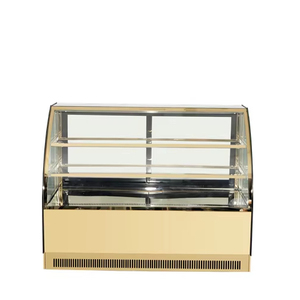 Ventes d'usine bon <span class=keywords><strong>prix</strong></span> vitrine à gâteaux en acier inoxydable doré réfrigérateur d'affichage commercial à <span class=keywords><strong>deux</strong></span> étagères - Product Image 1