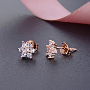 Pendientes de Plata de Ley 925 con Forma de Copo de Nieve y Circonita Blanca Rosa, Joyería Navideña para Mujer de <span class=keywords><strong>POLIVA</strong></span>, Oro Blanco - Product Image 5