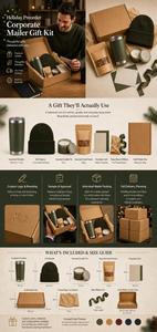 Kit Cadeau d'Entreprise Personnalisé pour les Fêtes avec Gobelet, Bonnet, Bougie, Carte et Pochette à Collations pour Employés et Clients - Product Image 6