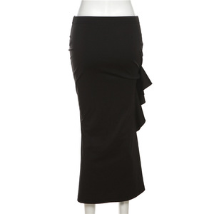 Faldas de mujer, <span class=keywords><strong>falda</strong></span> larga asimétrica de cintura alta elegante de verano, moda informal de Color sólido, pantalones sueltos <span class=keywords><strong>con</strong></span> volantes para mujer - Product Image 5