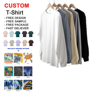 เสื้อยืดคอกลมแขนยาวทรงโอเวอร์ไซส์สีพื้นพิมพ์ลายได้ตามสั่ง น้ำหนัก 260 กรัม ผ้าฝ้าย 100% ระบายอากาศได้ดี สไตล์ฮิปฮอป สำหรับทุกเพศ ขายส่ง - Product Image 1