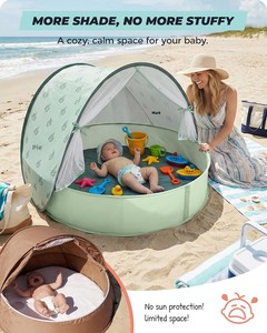 Petite tente de plage légère en polyester, <span class=keywords><strong>piscine</strong></span> 3-en-1, protection solaire UPF 50+, moustiquaire, abri portable d'extérieur pour l'été - Product Image 4