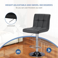 Tabouret de bar pivotant en cuir PU tufté à grille, idéal pour hôtels, bars, cafés et restaurants (vente en gros)
