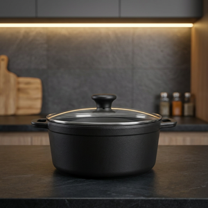 Cocotte en fonte de qualité supérieure avec couvercle en verre, revêtement antiadhésif en céramique, poignée en acier inoxydable pour cuisinières à gaz et à induction - Product Image 4