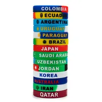 Bracelets en silicone avec drapeaux de plusieurs pays, bracelets en caoutchouc durables pour la fierté nationale, utilisation sportive et décontractée