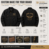 Blouson universitaire personnalisé en sergé de coton teint en pièce, avec broderie personnalisée, style vintage délavé, pour le travail et le quotidien, fabrication usine