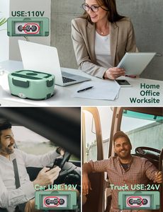 New Luxury 304 Stainless Steel Portable Water-free Electric Dual Tier 2-<b>Compartment</b> 220V Constant Temperature Heating <b>Lunch</b> <b>Box</b> - Product Image 3