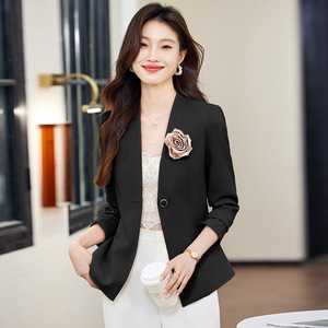 Women's Blazer Black Long Sleeve Solid Color No-Wrinkle Treatment Pocket Design Spring Autumn 2025 - Product Image 3