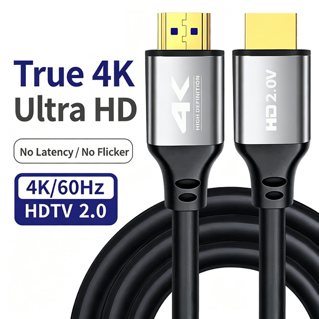 Premium HD MI 2.0 Cable 4k 60hz Multi-layer Shielded Copper Core Audio Video Sync for Home Theater Office Gaming