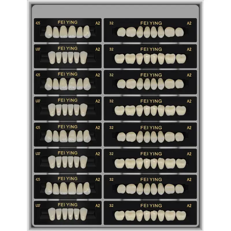 Dientes de resina de múltiples tonos dentales multicapa, dientes de resina acrílica sintética, oferta de fábrica, dientes de resina para laboratorio dental