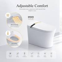 WC intelligent électrique avec bidet intégré, siège chauffant, télécommande, chasse d'eau à jet siphonique, design monobloc, fixation au sol, drainage en S