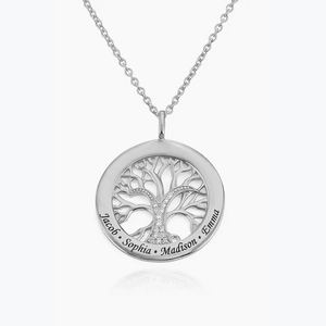 <span class=keywords><strong>Collier</strong></span> pendentif <span class=keywords><strong>arbre</strong></span> <span class=keywords><strong>de</strong></span> <span class=keywords><strong>vie</strong></span> personnalisé plaqué or avec gravure <span class=keywords><strong>de</strong></span> 1 à 6 noms, creux, avec CZ, cadeau familial, bijoux - Product Image 4