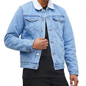 Men's <b>Vintage</b> Washed Denim <b>Bomber</b> <b>Jacket</b> Casual Fashion Custom Baseball <b>Jacket</b> Zip Streetwear Faux Fur Lining Puff Printed - Product Image 1