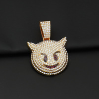 Collar de Moda de Primera Calidad con Colgante de Monstruo de Anime de Dibujos Animados Estilo Elfo Malvado Chapado en Oro y Cadena de Eslabones de Cristal Budista