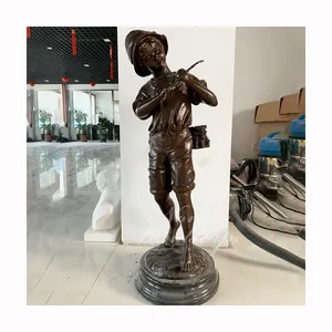 Современное украшение для сада, медная латунная Бронзовая статуя мальчика в натуральную величину, статуи для продажи