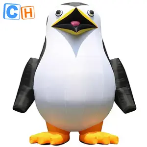 Costume de dessin animé gonflable thème pingouin CH pour la publicité, modèle de zoom gonflable publicitaire géant avec lig led