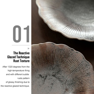 Vajilla rústica en forma de flor de cerámica japonesa para <span class=keywords><strong>restaurante</strong></span>, platos de cena para fruta, Pasta, porcelana única para servir fruta y sopa - Product Image 3