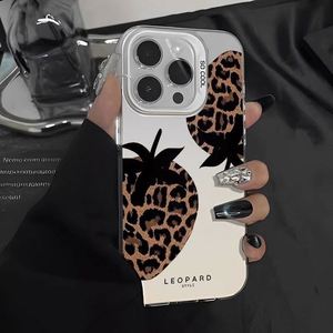 Funda Protectora para Teléfono Móvil con Diseño de Leopardo y Fresas, Impresión Láser, PC Rígido y TPU, para iPhone X, Xr, Xs, 11, 12, 13, 14, 15, 16 Pro Max - Product Image 2