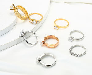 TrueGold珠宝白色和玫瑰金镀锆石永恒承诺周年不锈钢戒指女性少女 - Product Image 3