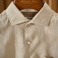 Kemeja Pria Kasual Mewah Premium 100% Linen Kain Linen Berkualitas Tinggi Model Mandarin Oversize Polos Musim Panas Kancing Panjang OEM Custom