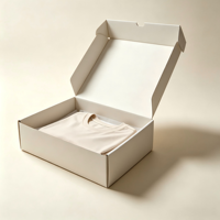 Boîte d'expédition auto-élevante haut de gamme personnalisable avec logo, écologique, recyclable et réutilisable pour l'emballage de vêtements (hoodies) - Papier d'art personnalisé