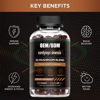 VitaSpring Gummies au Cordyceps, Reishi et Crinière de Lion – Stimulant Végétalien de la Mémoire Sans Sucre – Gummies Naturels de Cordyceps Sinensis de Chine