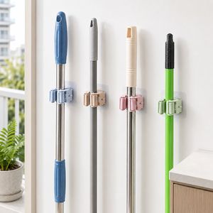 Support mural multifonctionnel en plastique pour balai et serpillière, crochet de fixation pour cuisine, salle de bain, placard, <span class=keywords><strong>porte</strong></span>, <span class=keywords><strong>rangement</strong></span> mural de cuisine - Product Image 1