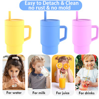 Gobelet en silicone pour bébé de 9 oz sans BPA, gobelet d'apprentissage pour tout-petits, enfants, avec paille et poignée, anti-fuite, gobelet d'apprentissage pour bébé