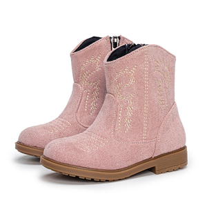 Botas Personalizadas para Niños, Nuevas Botas Vaqueras Retro de Gamuza, Botas de Media Pantorrilla con Punta Puntiaguda y Bordado para Niña - Product Image 4