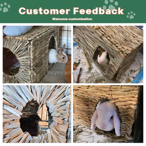 Casita <span class=keywords><strong>de</strong></span> Conejo Hecha a Mano, <span class=keywords><strong>de</strong></span> Hierba Natural, Plegable, Escondite Tejido para Hámster, Cama con Alfombra - Product Image 4