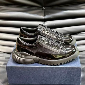 Baskets compensées en cuir à bout fermé, à lacets, semelle extérieure en caoutchouc, semelle intermédiaire en EVA, chaussures décontractées toutes saisons - Product Image 4