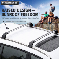 Barres transversales de toit Shark en aluminium antivol, haute clarté au sol, compatibles SUV 100kg+, Overlanding, Dachtrager