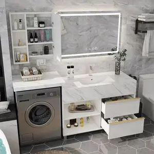 निविड़ अंधकार के साथ आधुनिक बाथरूम कपड़े धोने सिंक कैबिनेट वॉशिंग मशीन