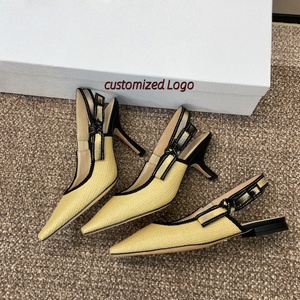 Luxury Designer Women Technical Fabric Upper <b>Flat</b> Slingbacks Lady Evening Party Slip on <b>Pointed</b> <b>Toe</b> Slingback <b>Flats</b> Sandals - Product Image 3