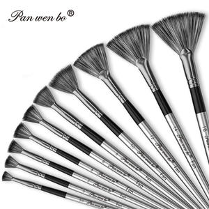 10 pièces artiste <span class=keywords><strong>peinture</strong></span> <span class=keywords><strong>pinceau</strong></span> ensemble doux Anti-perte Nylon manche en bois acrylique aquarelle <span class=keywords><strong>peinture</strong></span> à l'<span class=keywords><strong>huile</strong></span> ventilateur pinceaux - Product Image 1