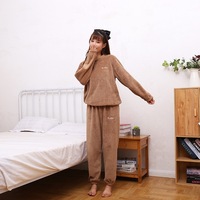 Automne sommeil porter dame 2 pièces vêtements de nuit nuisette maison vêtements pyjama concepteur hiver chaud corail polaire nuit costume pour les femmes