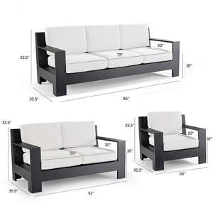 Muebles de Hotel de aluminio cepillado, muebles modernos de Metal para jardín, Aire libre, sofá con cojín - Product Image 2