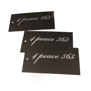 Private Design Customized Matte Surface Girls Garment Paper Hang Tags with Luxury Iridescent Foil Printing Numbers Logo